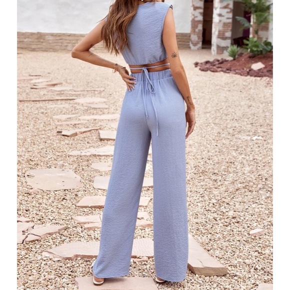 Blue 2 piece co-ord pants set - Picture 2 of 3